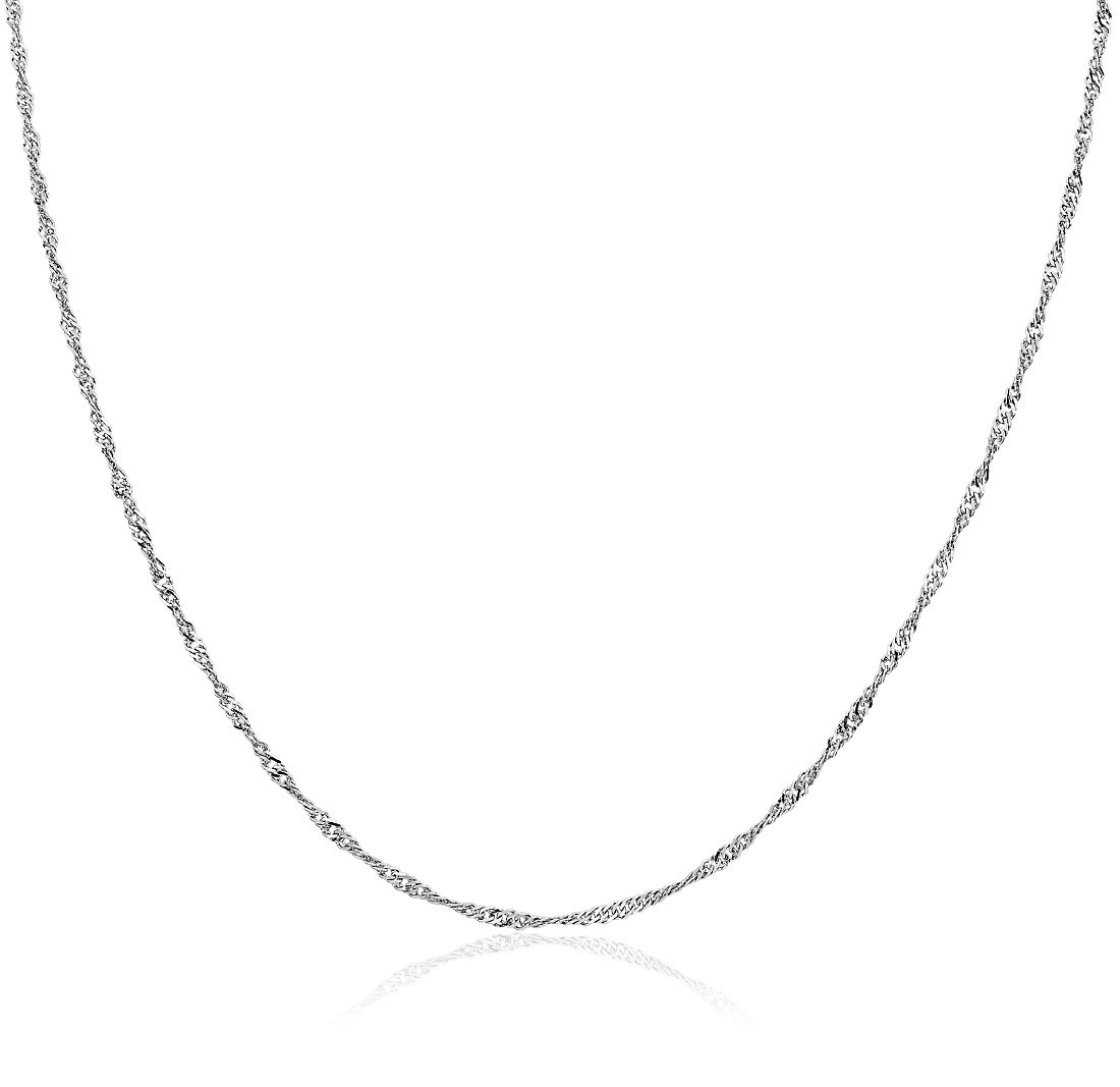 Singapore Chain in 14k White Gold (1.7 mm)