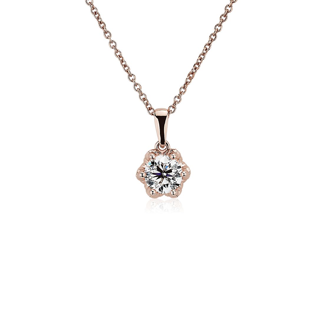 Pendentif diamants latéraux avec panier couronne en diamants en or rose 14 carats(3/4 carat, poids total)