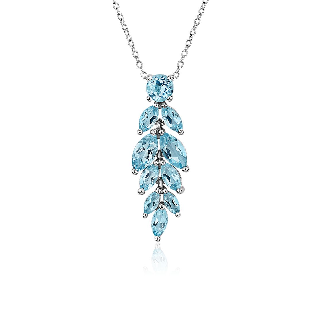 Sterling Silver Diamond & Light Blue Topaz Pendant 