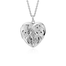 18&quot; Hand-Engraved Heart Locket in Sterling Silver