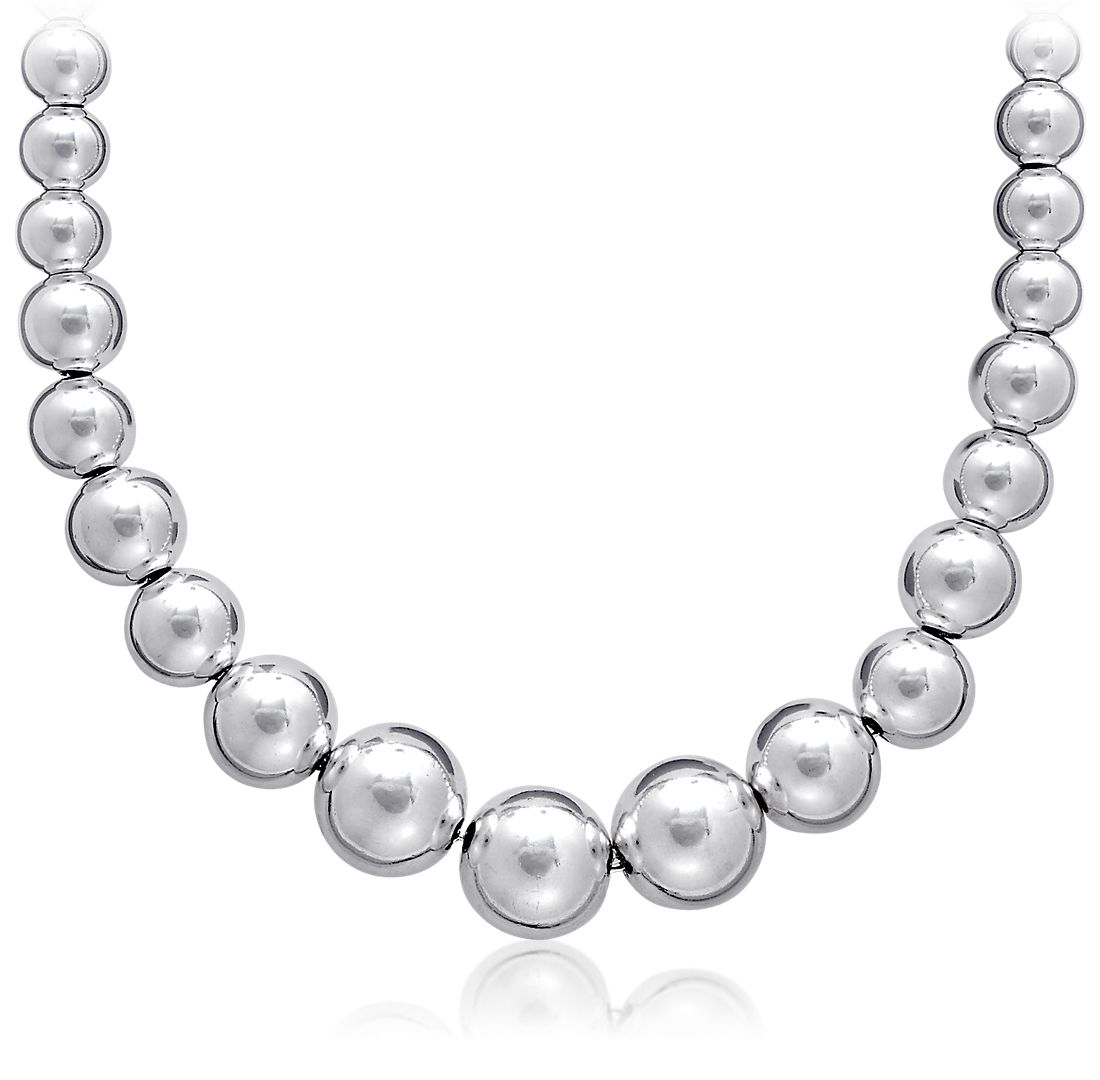 18" Graduated Bead Necklace in Sterling Silver (4-10 mm)