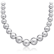 Graduated Bead Necklace in Sterling Silver (4-10mm)