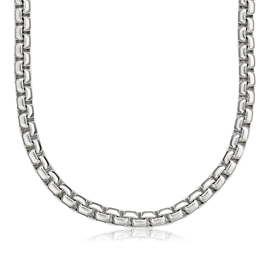 18" Rounded Venetian Link Necklace in Sterling Silver (4.8 mm)