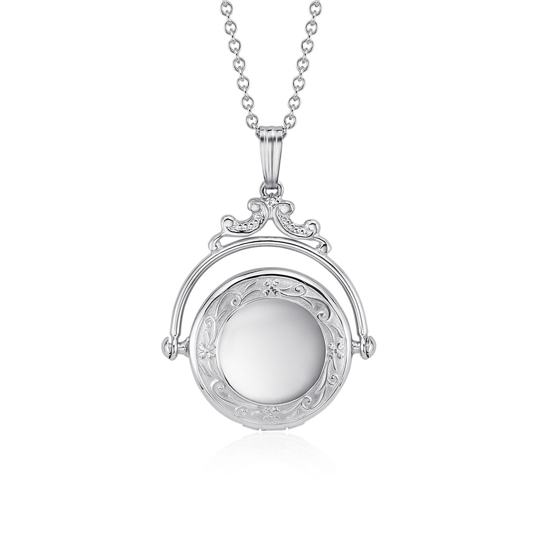 Blue Nile Women's 18" Victorian Spinning Locket in Sterling Silver