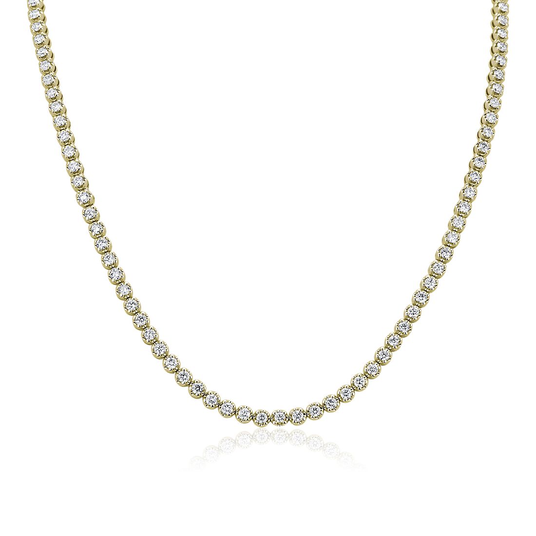 Straight Diamond Eternity Necklace in Yellow Gold (7 ct. tw.)