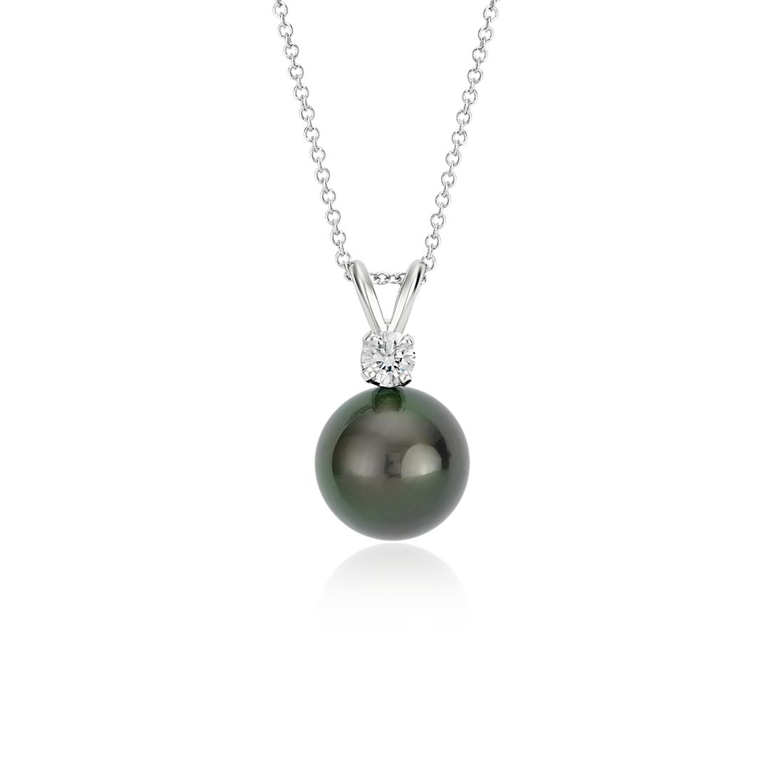 Tahitian Cultured Pearl and Diamond Pendant in 18k White Gold (10-10.5mm)