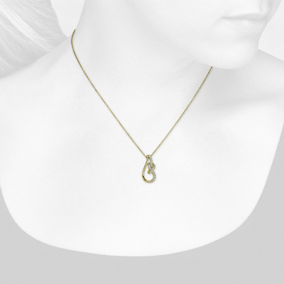 Closeup view of necklace on woman's neck