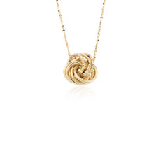 20&quot; Textured Love Knot Pendant in 14k Italian Yellow Gold