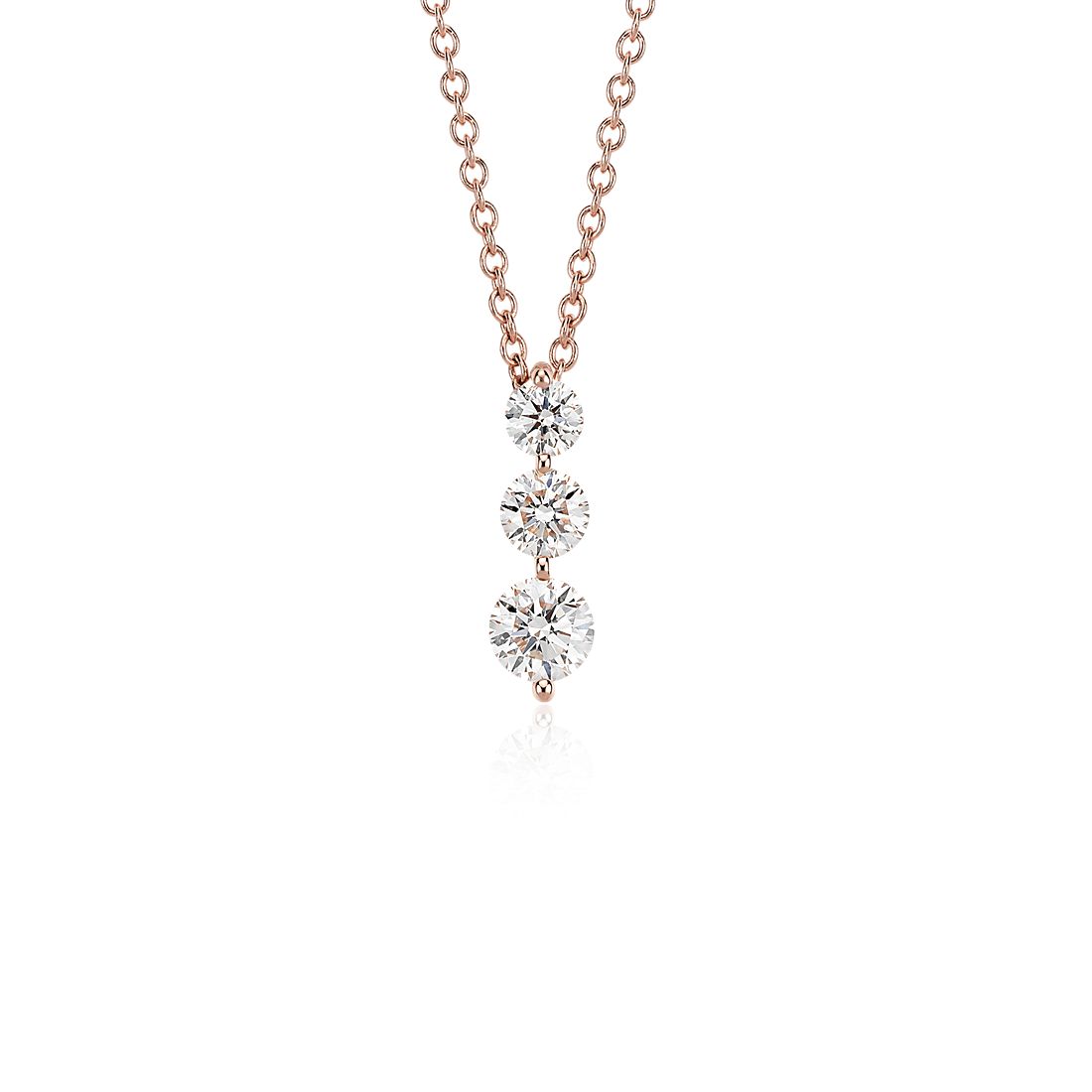 Three-Stone Drop Diamond Pendant in 18k Rose Gold  (0.98 ct. tw.)