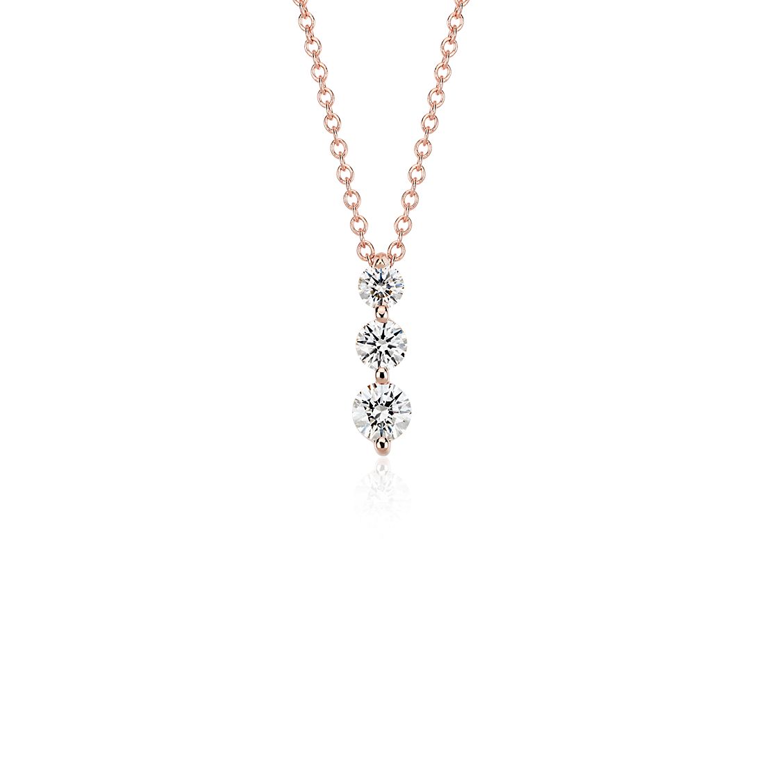 Three-Stone Drop Diamond Pendant in 18k Rose Gold (1/2 ct. tw.) 