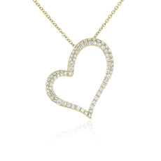 NEW Tilted Diamond Heart Pendant in 14k Yellow Gold (2/3 ct. tw.)
