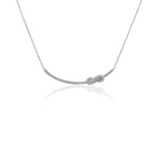 Twist Curved Bar Necklace in 14k White Gold (1/3 ct. tw.)
