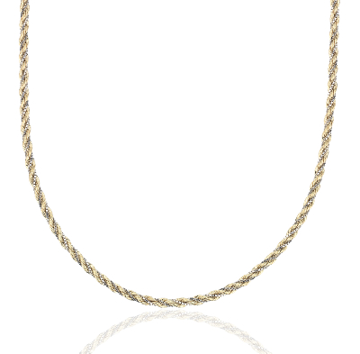 Collar con cuerda retorcida de caja en oro blanco y amarillo de 14 k (2,35 mm) | Blue Nile PR