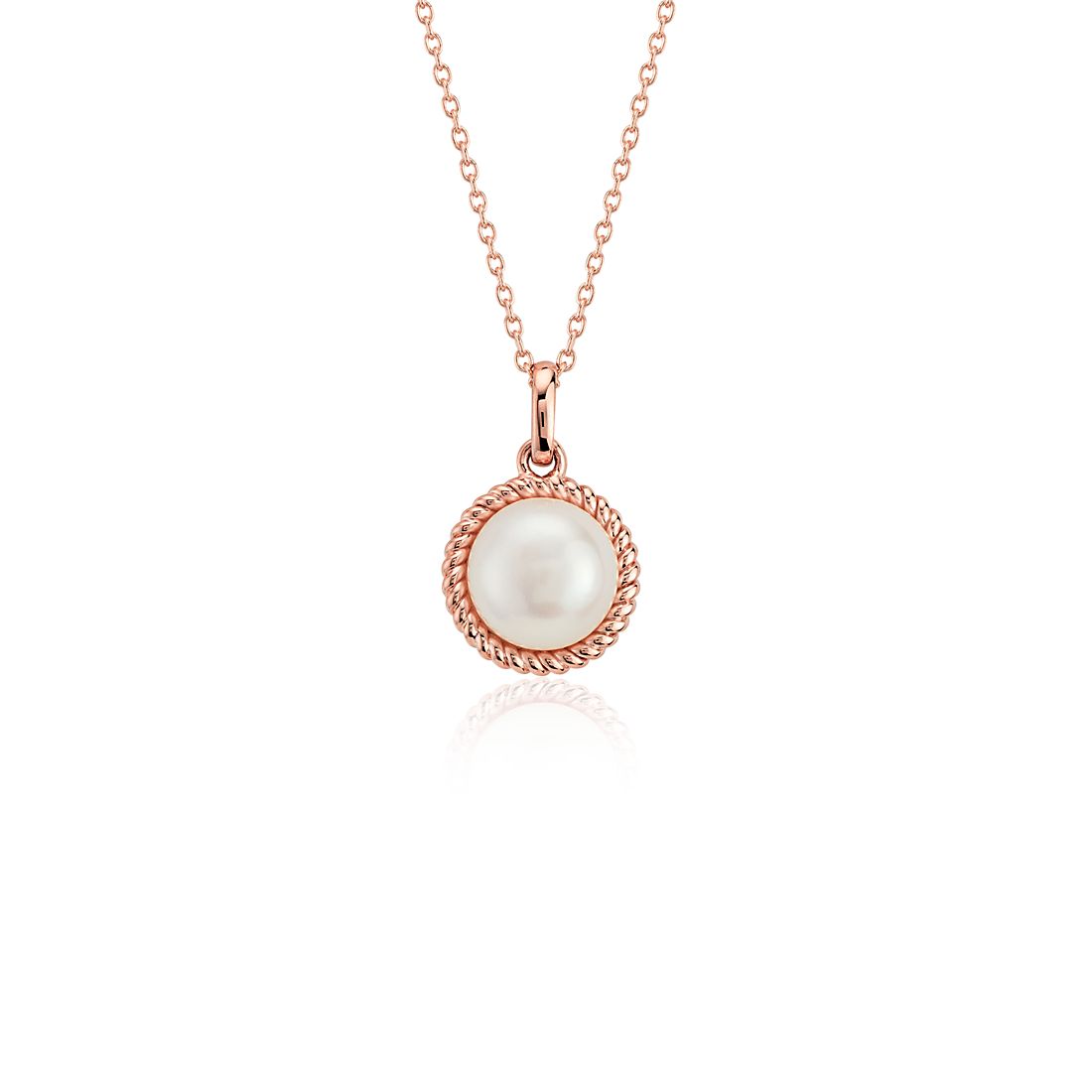 Colgante con halo torcido de perlas cultivadas de agua dulce en oro rosado de 14 k (6 mm)