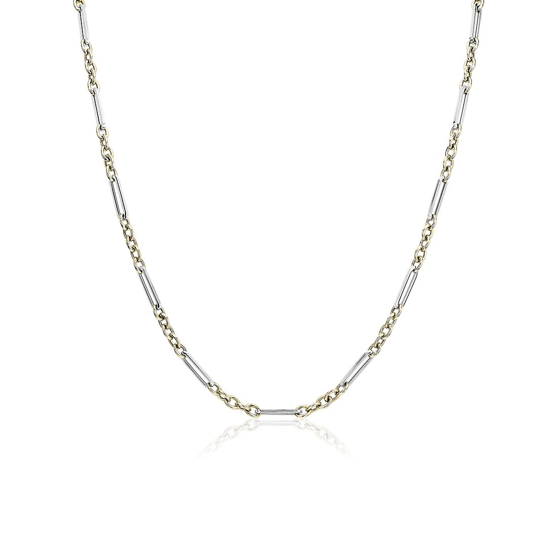 34" Two-Tone Mixed Link Necklace in 14k Italian Gold (4 mm)