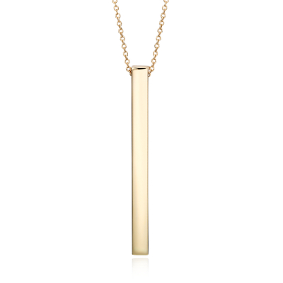 22" Vertical Bar Pendant in 14k Yellow Gold (1 mm)