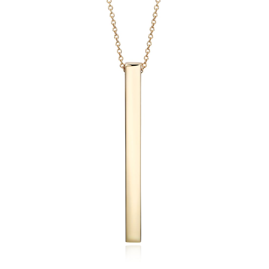 14K Yellow Gold Oval Bar Pendant On 18" Necklace 