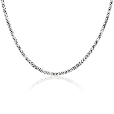61cm Collar de cadena tipo espiga para hombre en oro blanco de 14k mm) | Blue