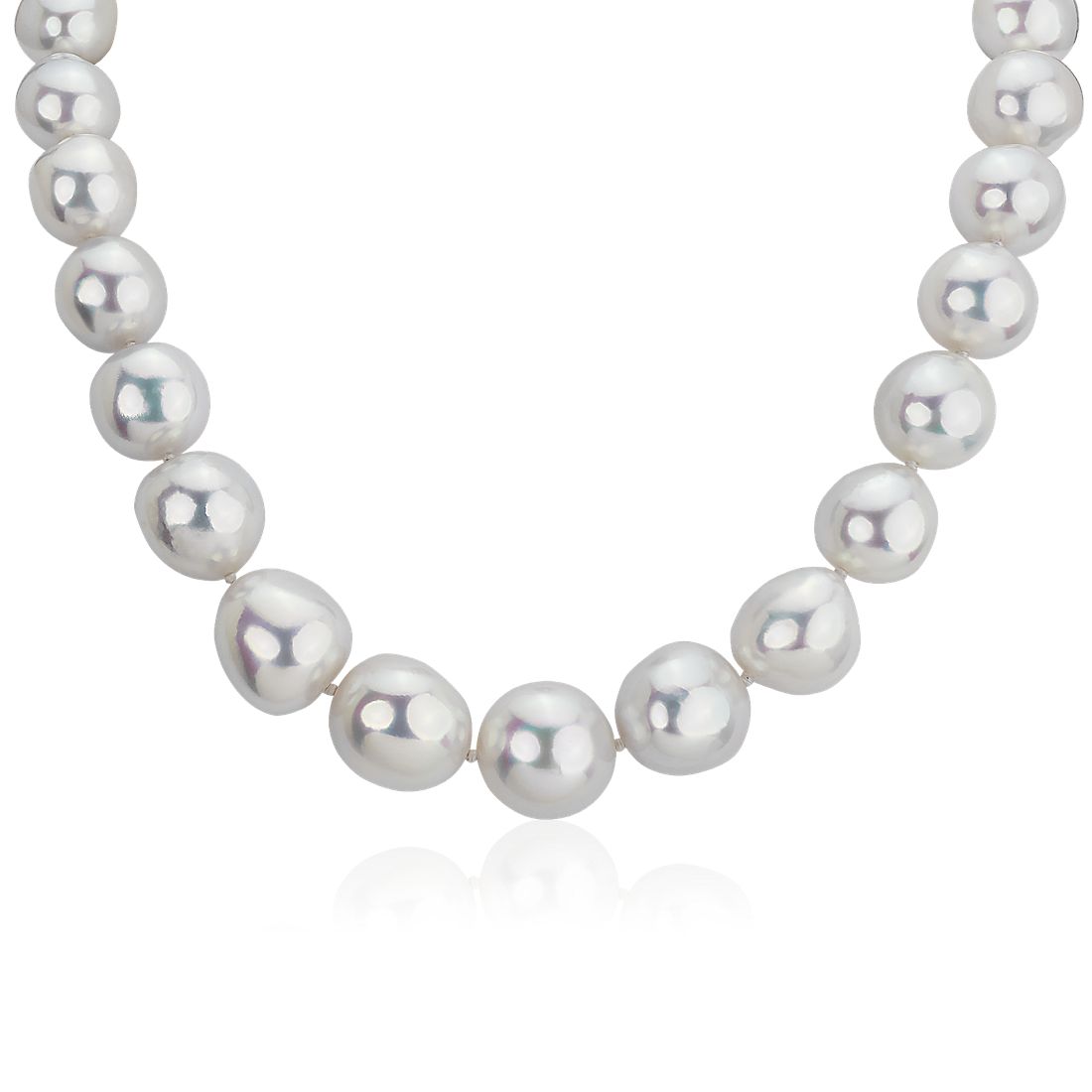 Collar de perlas cultivadas del Mar del Sur blancas en oro blanco de 14 k (13-16,2 mm)