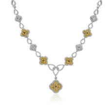 NEW Yellow Diamond Floral Necklace in 18k White and Yellow Gold (7.48 ct. tw.)
