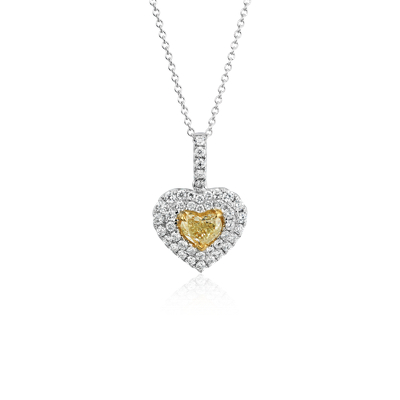 Yellow Diamond Heart Pendant In 18k White Gold 0 91 Ct Tw Blue Nile