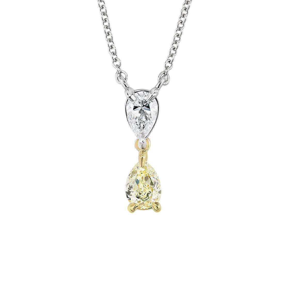 Yellow Diamond Pear Shape Pendant in 14k White and Yellow Gold (1/2 ct. tw.)