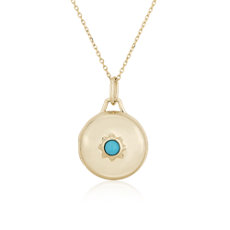 NEW Monica Rich Kosann 18k Yellow Gold Round Locket with a Round Turquoise in a Star Bezel