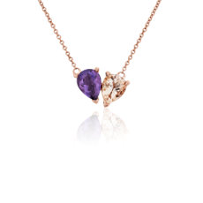 NEW Amethyst and Morganite Two Stone Pendant 14k Rose Gold