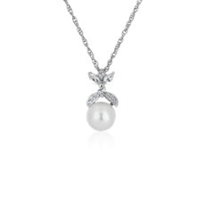 Freshwater Pearl and White Topaz Cluster Pendant in Sterling Silver