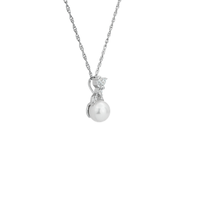 Freshwater Pearl and White Topaz Cluster Pendant in Sterling Silver