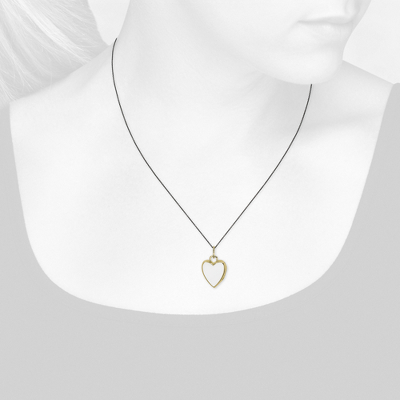 Closeup view of necklace on woman's neck