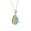 Pear Shaped Aquamarine and Diamond Double Halo Pendant in 14k Yellow Gold