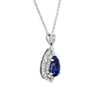 Pear Shaped Tanzanite and Diamond Double Halo Pendant in 14k White Gold
