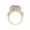 Oval Rubellite Tourmaline and Diamond Floral Ring in 18k White and Yellow Gold (14.5x11.5mm)