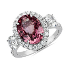 Padparadscha Sapphire and Diamond Ring in 18k White Gold