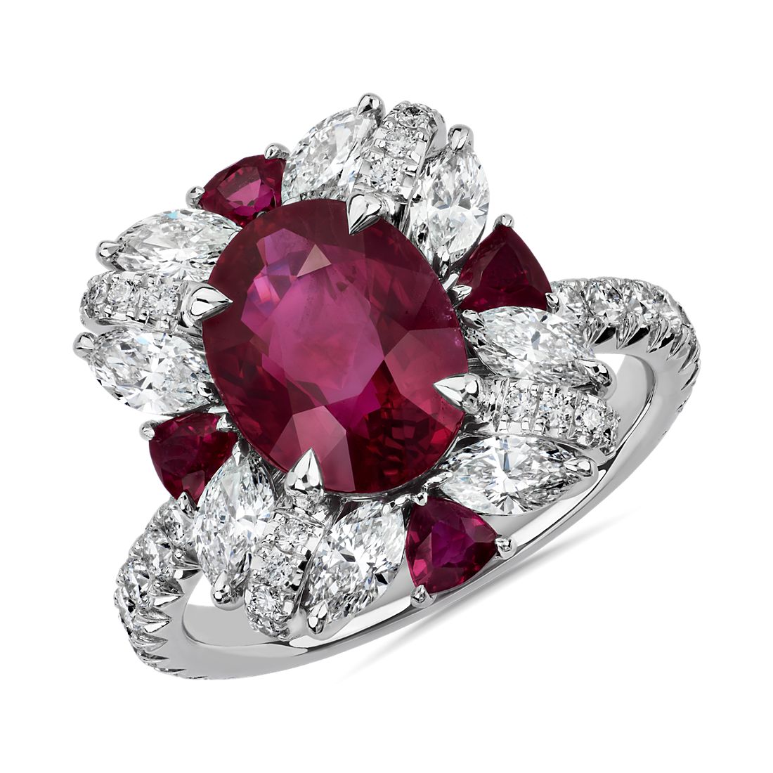 Ruby and Diamond Ring in 18k White Gold