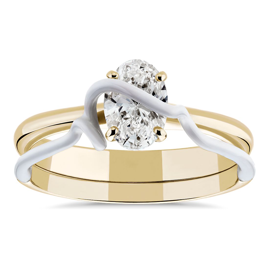 Bea Bongiasca ‘You’re So Mine’ Prong-Set Diamond Engagement Ring in Enamel and 18k Yellow Gold