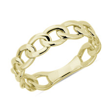 Curb Link Chain Ring in 14k Yellow Gold