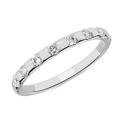 Diamond Inset Stackable Ring in 14k White Gold (1/4 ct. tw.) | Blue Nile