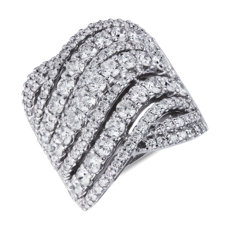 NEW Diamond Multi-Row Crossover Ring in 14k White Gold (4 ct. tw.)