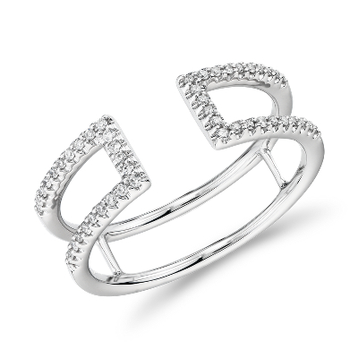 Diamond Pave Open Split Shank Fashion Ring In 14k White Gold 012 Ct 