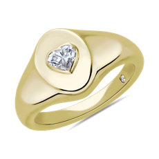 NEW Heart Diamond Signet Ring in 14k Yellow Gold (1/4 ct. tw.)