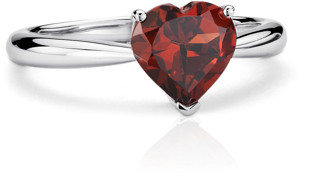 Glitzs Jewels Sterling Silver Simulated Garnet and Cubic Zirconia Heart Ring 8mm Choose Your Color
