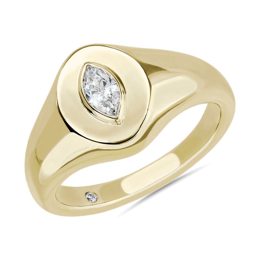 Marquise Diamond Signet Ring in 14k Yellow Gold (1/5 ct. tw.)