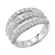 Multi-Row Graduated Diamond Baguette Ring in 14k White Gold (2 ct. tw.)