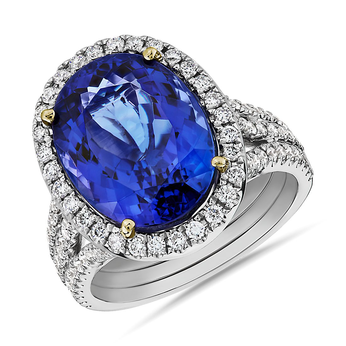 Oval Tanzanite and Diamond Ring in 18k White Gold