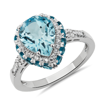 Pear Shaped Sky Blue Topaz Ring in Sterling Silver | Blue Nile
