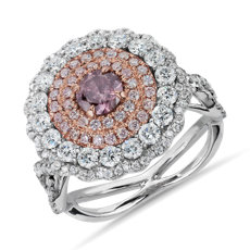 NEW Pink Diamond with Diamond Halos Ring in Platinum and 18k Rose Gold (1.79 ct. tw.)