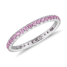 Riviera Pavé Pink Sapphire Eternity Ring in 18k White Gold