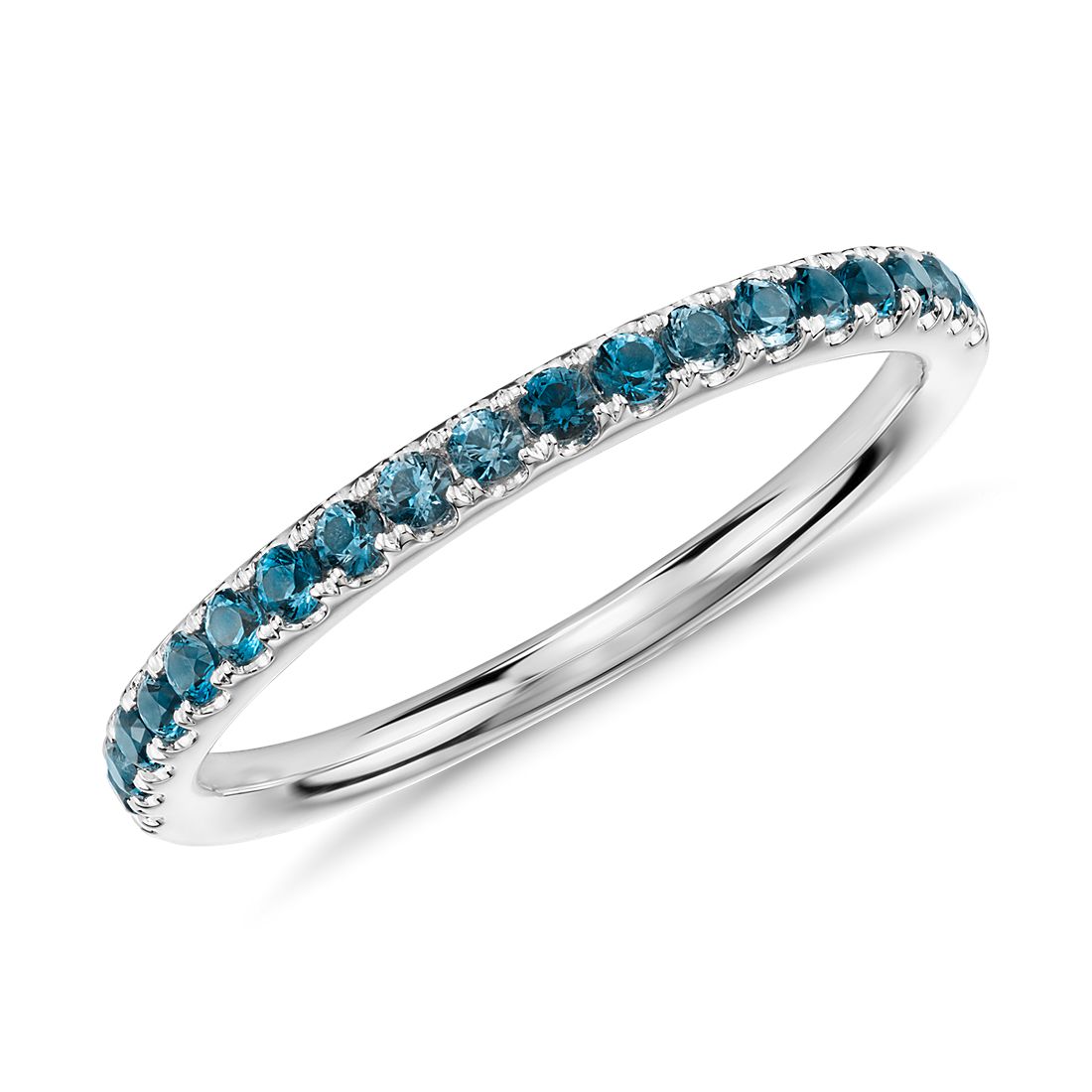 4.01 Carats Genuine Blue Topaz and White Topaz Ring Solid .925 Sterling Silver with Rhodium Plating